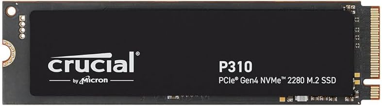 Crucial P310 1TB SSD, PCIe Gen4 NVMe M.2 2280, Up to 7,100MB/s, for Laptop, Desktop (PC), & Handheld Gaming Consoles, Includes Acronis Data Recovery Software, Solid State Drive - CT1000P310SSD801