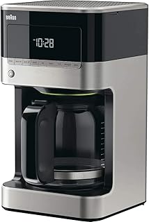 Braun BrewSense 12 Cup Drip Coffee Maker - Pause & Pour Mid Brew, Coffee Machine with 24-Hour Timer & Clock, Bold & Regular Strength, 1-4 Cup Functions, Self Clean, Auto Shutoff, Stainless Steel