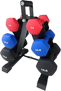 Dumbbell Weights Set for Home Gym, Colorful Neoprene Dumbbell Hand Weights with Storage Case/Rack