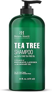 Botanic Hearth Tea Tree Shampoo, Vitamin C, Peppermint, Lavender And Rosemary Oil, Fights Dandruff And Dry Scalp, 16 Fl Oz
