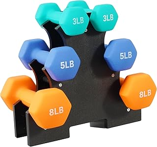 Fitvids Colored Neoprene Dumbbell Set with Rack - Multiple Weight Options
