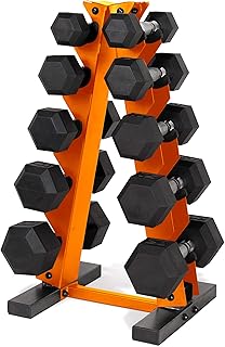 CAP Barbell 150 LB Coated Hex Dumbbell Weight Set with Vertical Rack | Multiple Options