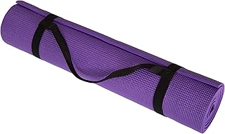 Yoga Mat - Thick Double-Sided Foam Gym and Workout Equipment - Padded Fitness Surface for Pilates with Carrying Strap by Wakeman (Purple)